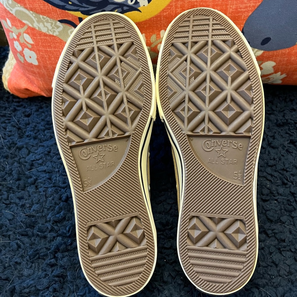 Converse Canvas Low Top Sneakers in Tan and White - Picture 9 of 11
